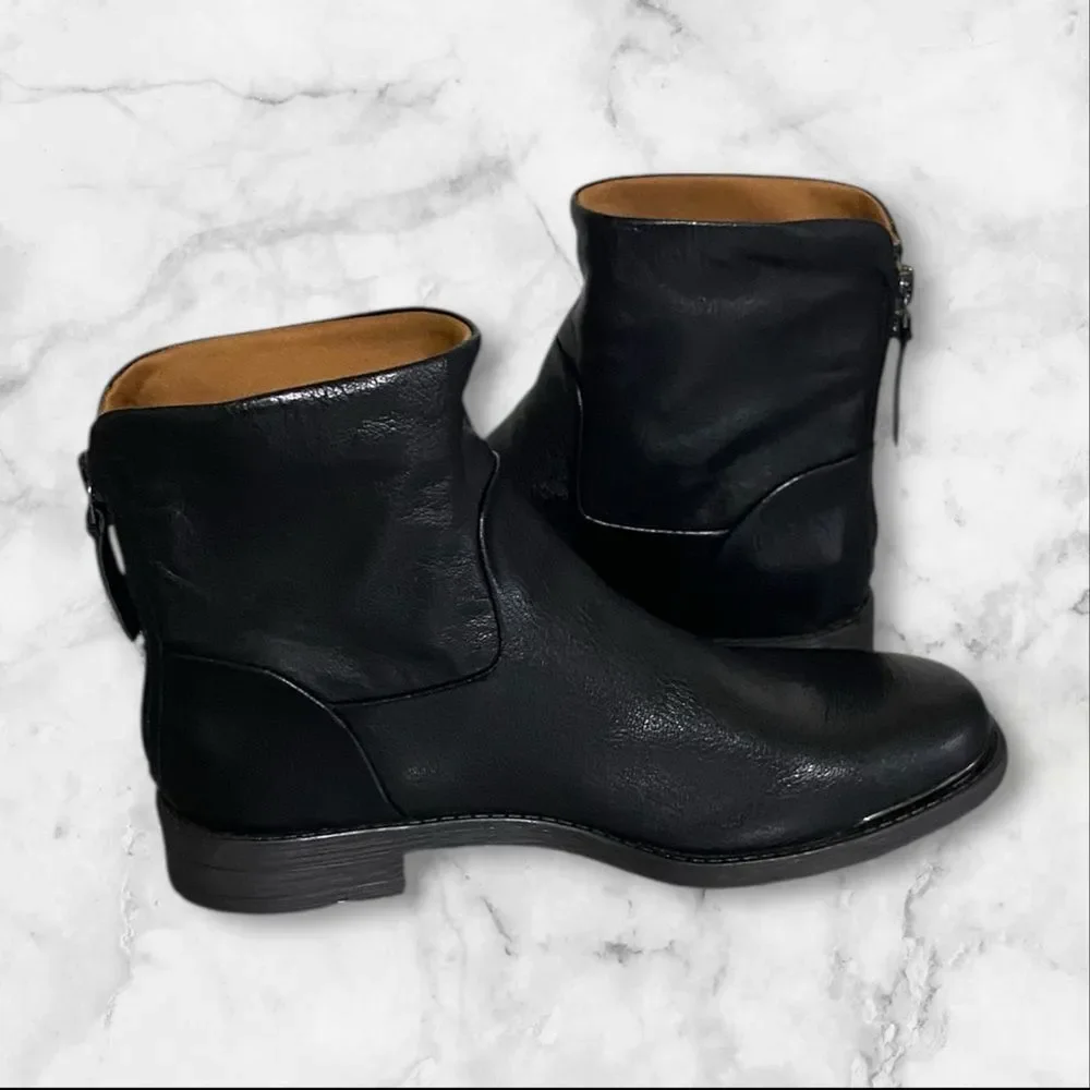 FRANCO SARTO Booties NEW Marcella Soft Genuine Leather Low Heel Black Size 6
